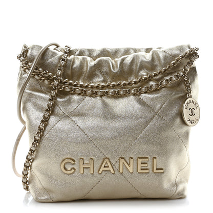 Chanel Metallic Lambskin Quilted Mini Chanel 22 Golden 1 of 10