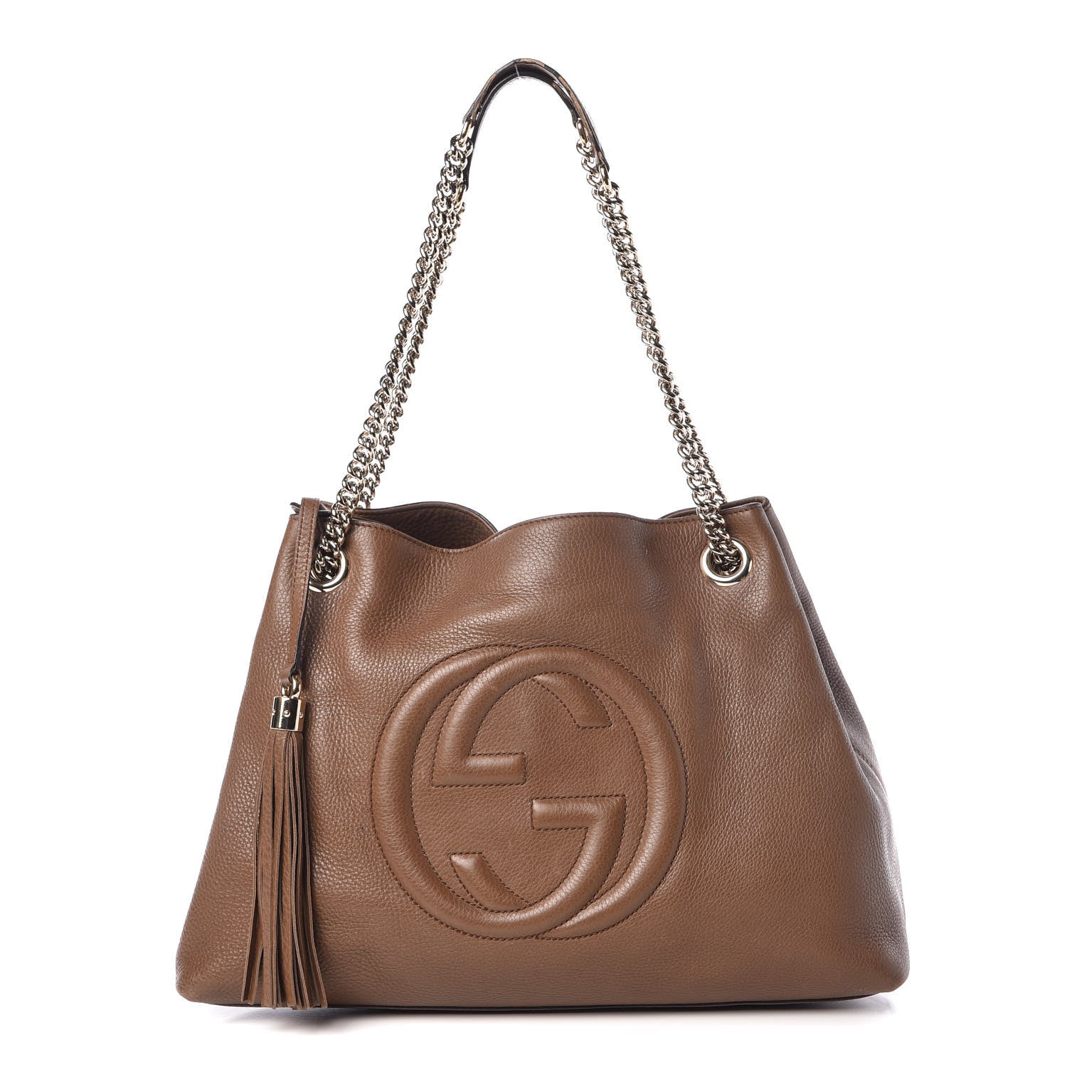 Gucci Pebbled Calfskin Medium Soho Chain Shoulder Bag Maple Brown 1 of 19