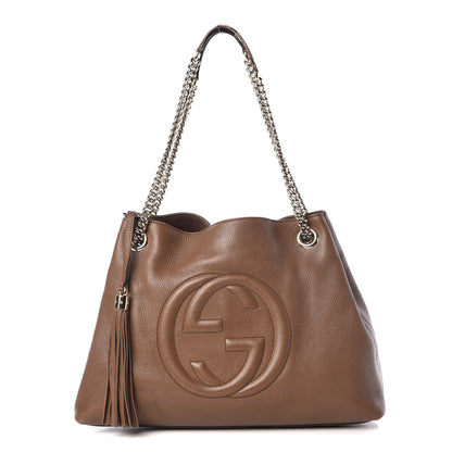Gucci Pebbled Calfskin Medium Soho Chain Shoulder Bag Maple Brown 1 of 19