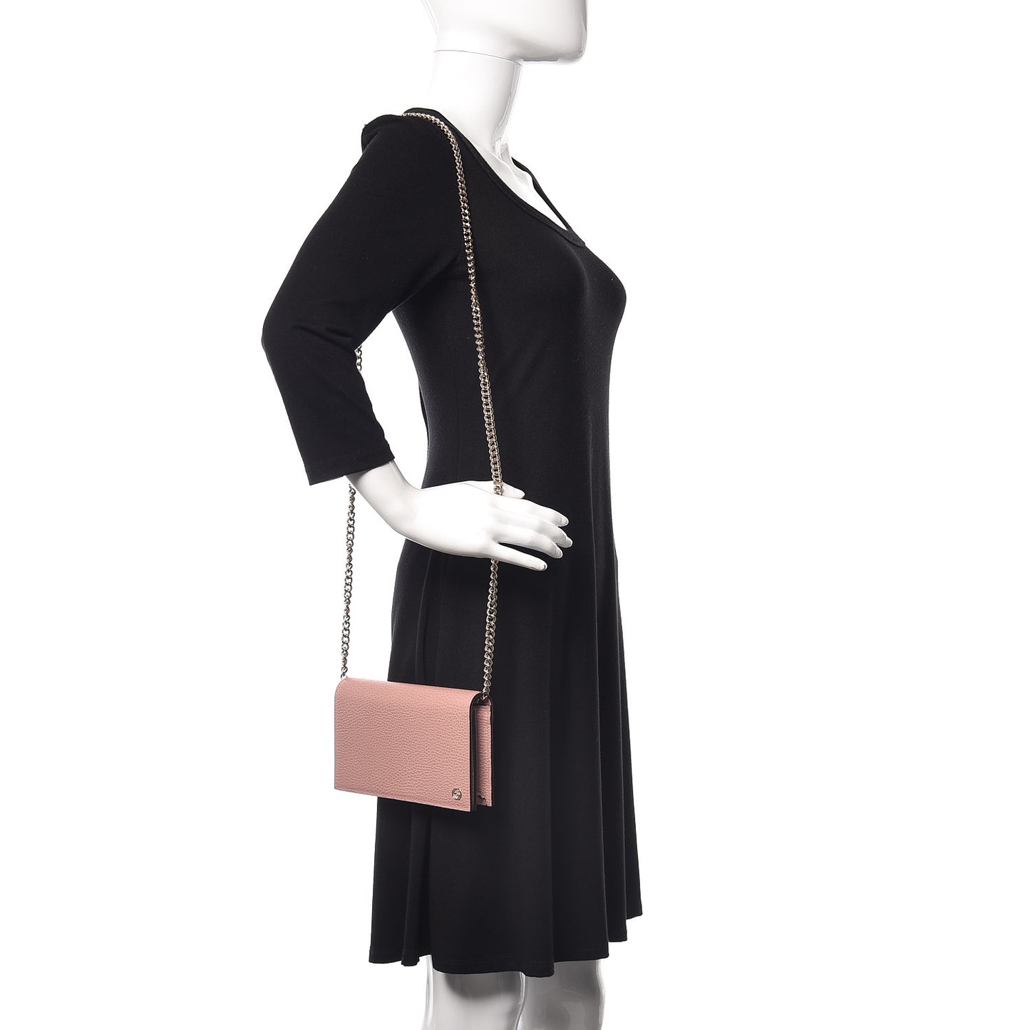 Dollar Calfskin Medium Betty Chain Wallet Soft Pink