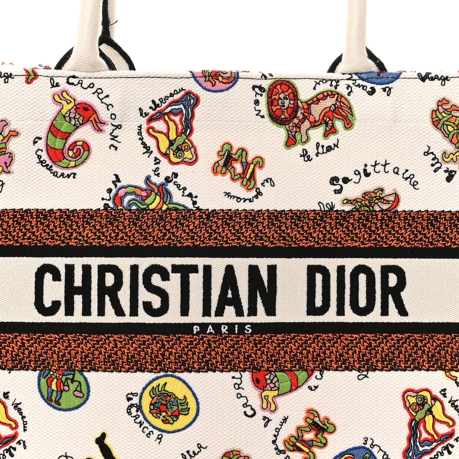 Christian Dior Canvas Embroidered Dragon Zodiac Medium Book Tote