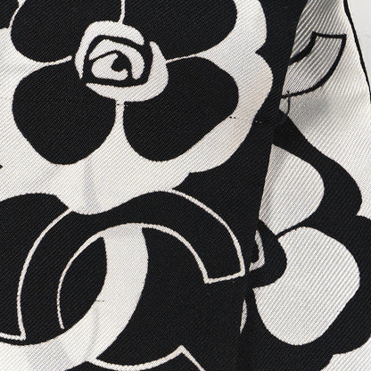 Chanel Silk Clover CC Slim Bandeau Scarf Black White 4 of 4