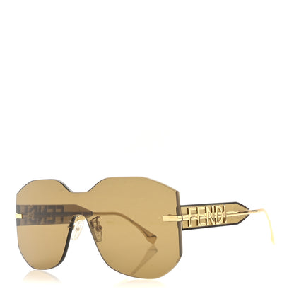 Fendi Metal Fendigraphy Shield Sunglasses FE 40067U Green Gold 1 of 7