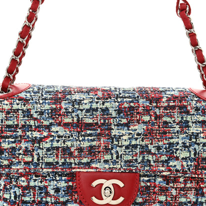 Chanel Tweed Lambskin Flap Blue Red 8 of 11
