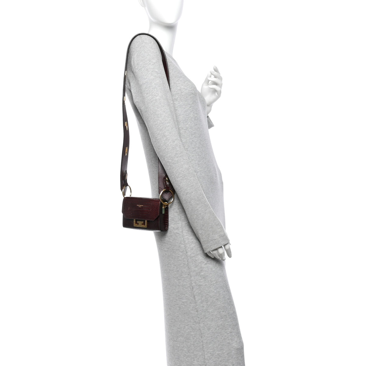 Givenchy Calfskin Crocodile Embossed Eden Bag Eggplant 3 of 11