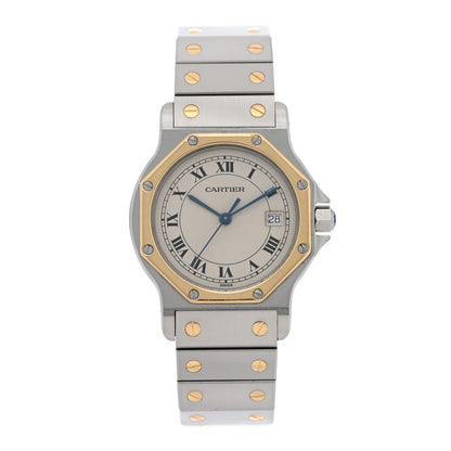 Cartier Stainless Steel 18K Yellow Gold 29mm Santos Octagon Quartz Watch 1 of 5
