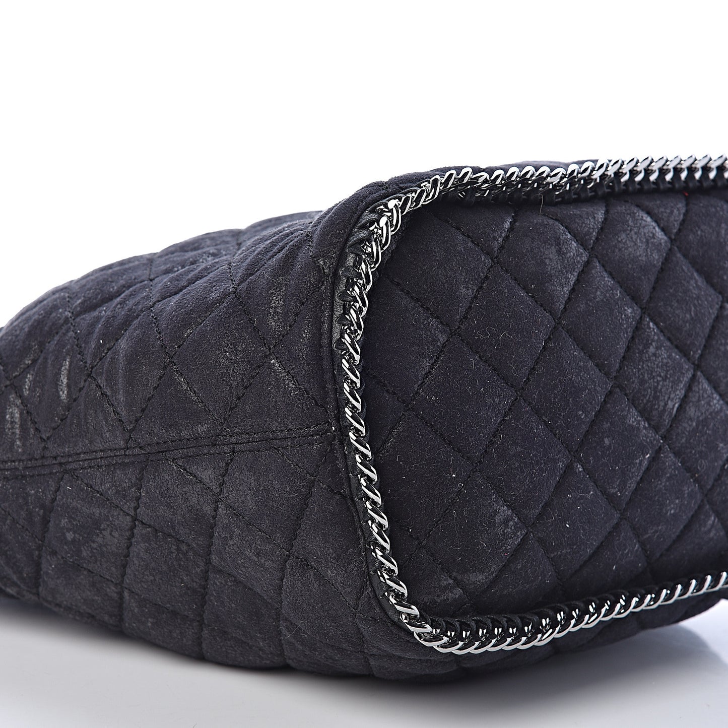 Quilted Shaggy Deer Large Falabella Bucket Bag Black