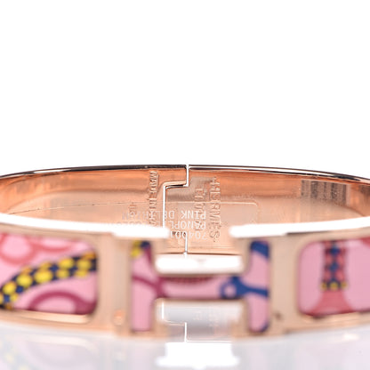 Hermes Enamel Panoplie Equestre Narrow Clic Clac H Bracelet PM Pink Delirium 4 of 5