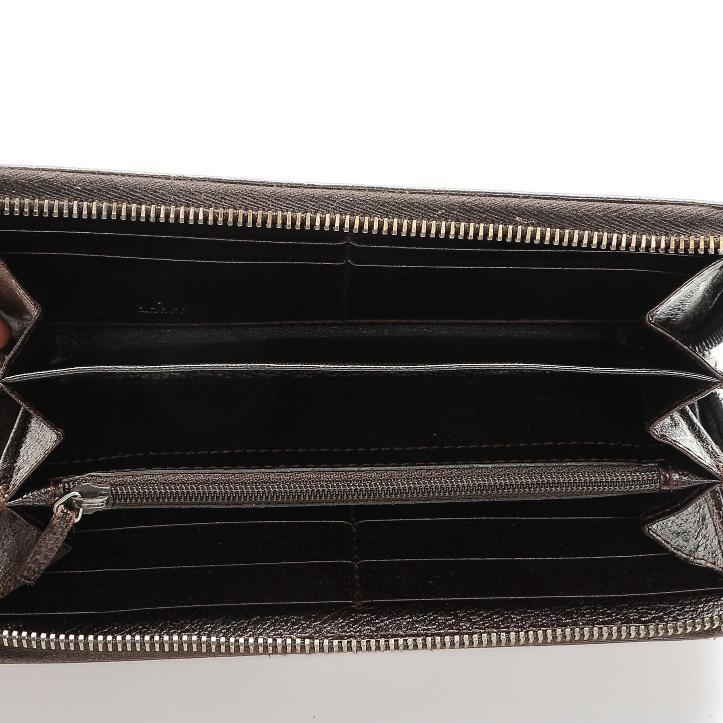 Monogram Metal Bar Zip Around Wallet Dark Brown
