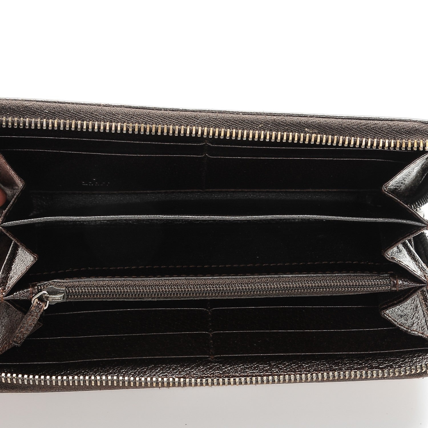 Gucci Monogram Metal Bar Zip Around Wallet Dark Brown 5 of 6