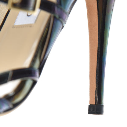 Jimmy Choo Patent Oil Slick Atlas Strappy Sandals 38.5 Petrol 11 of 12