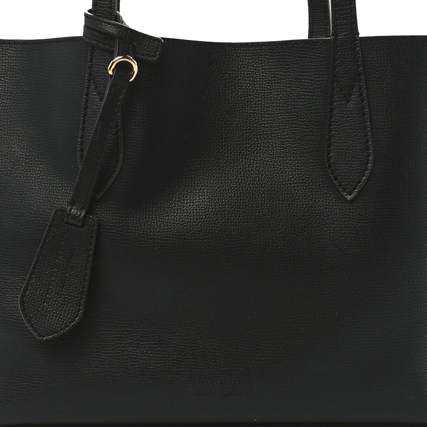 Grainy Calfskin Haymarket Check Medium Reversible Tote Black