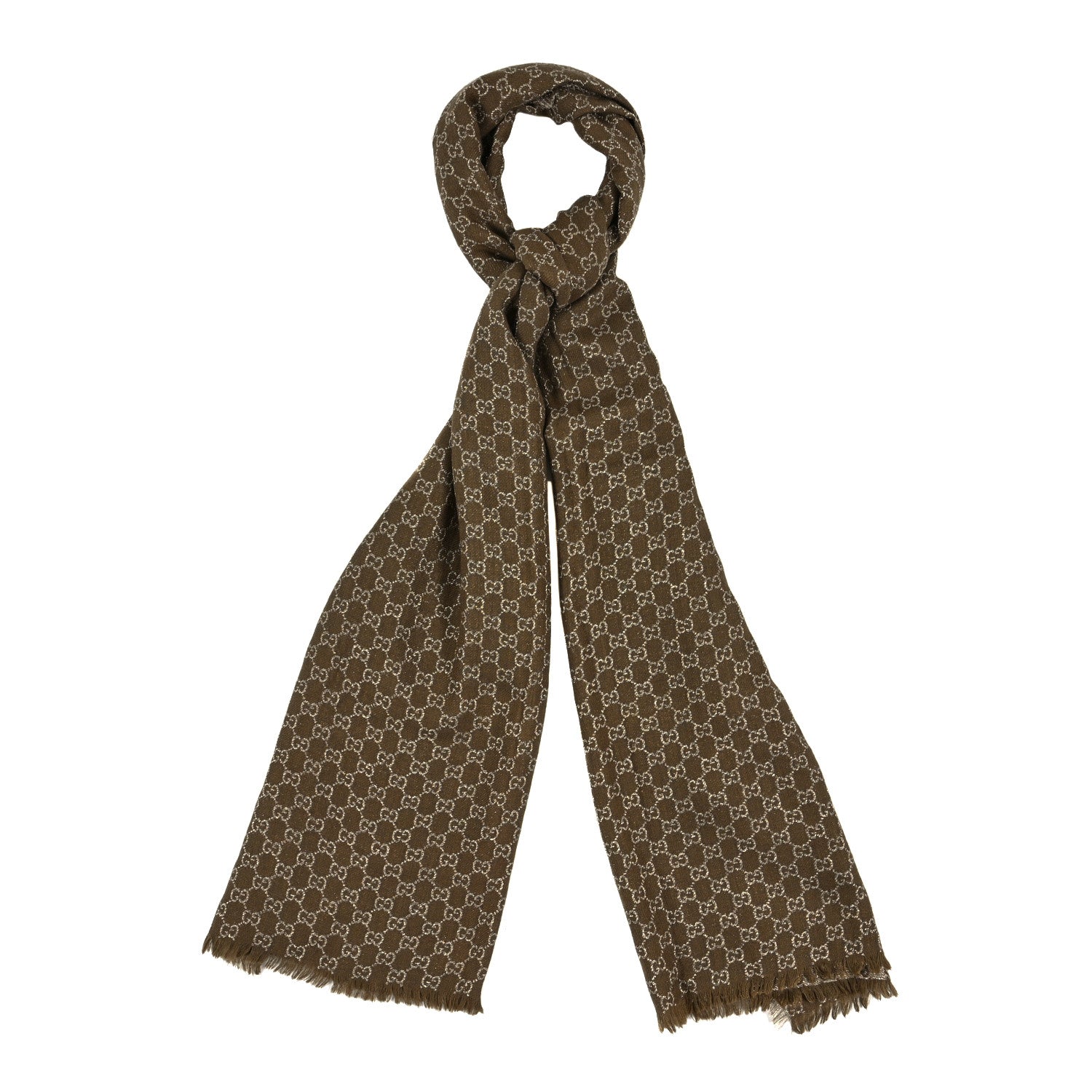 Gucci Wool Silk Jacquard GG Monogram Calilure Stole Beige 1 of 4