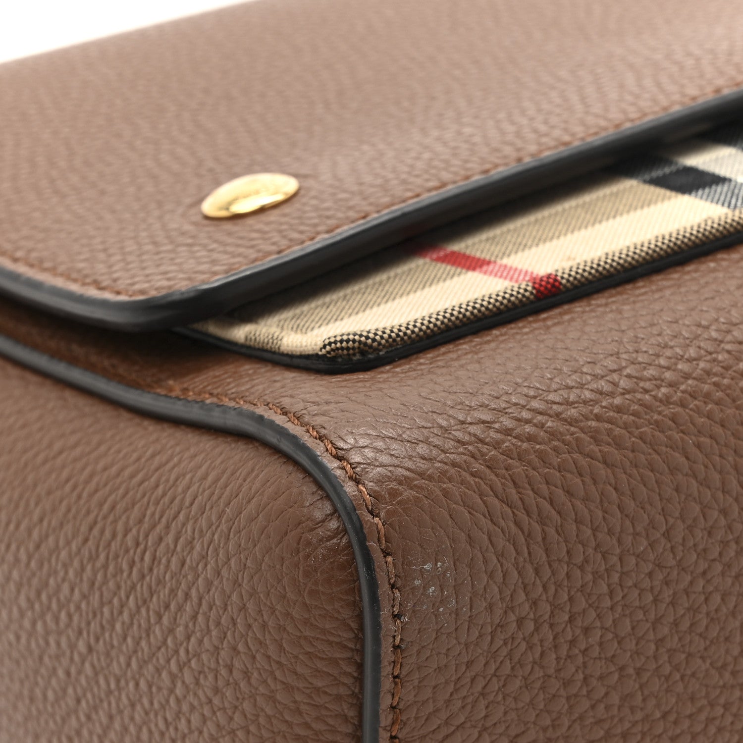 Burberry Calfskin Vintage Check Note Crossbody Bag Tan 10 of 13
