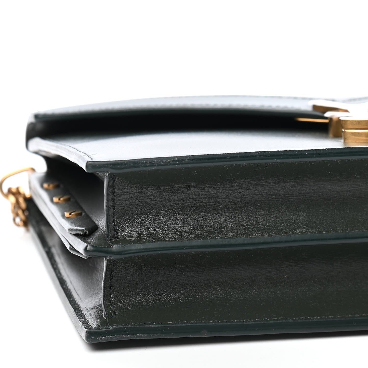 Saint Laurent Smooth Calfskin Monogram Cassandra Clasp Bag Dark Green 6 of 9