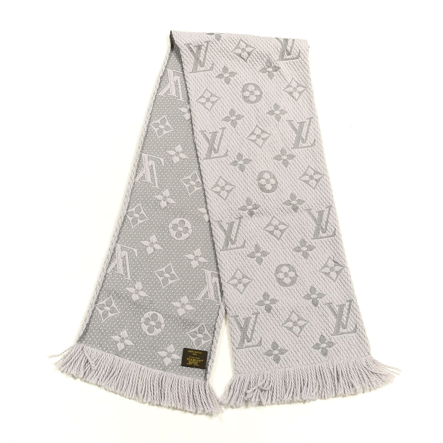 Louis Vuitton Wool Silk Logomania Scarf Pearl Grey 2 of 3