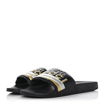 Gucci Rubber Womens Pursuit Pool Slide Sandals 39 Black 3 of 7