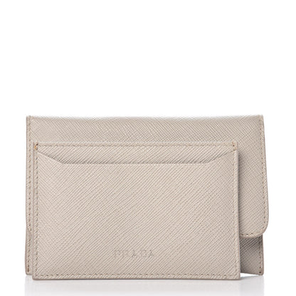 Prada Saffiano Metal Flap Card Holder Pomice 3 of 10