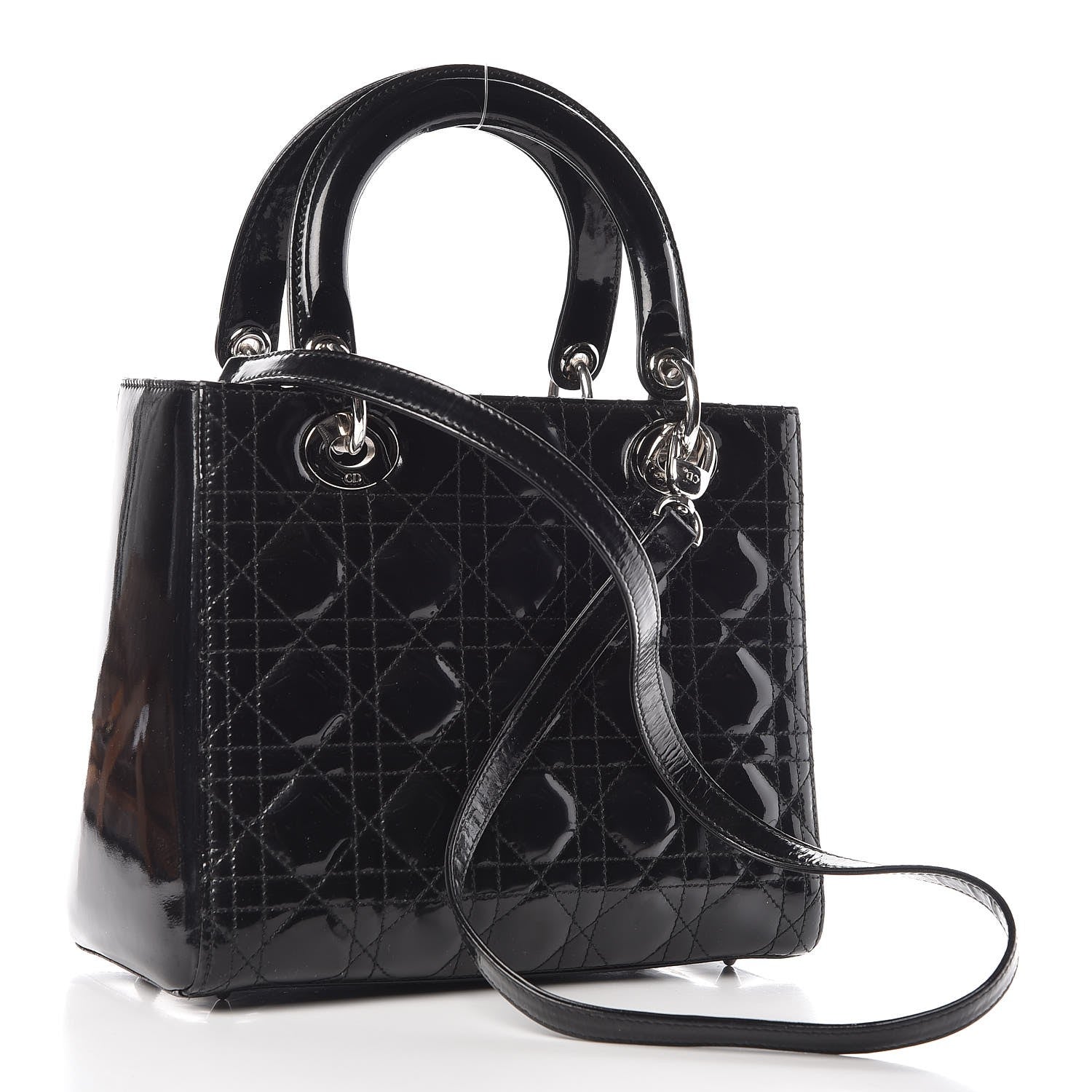 Christian Dior Patent Cannage Medium Lady Dior Black 3 of 7
