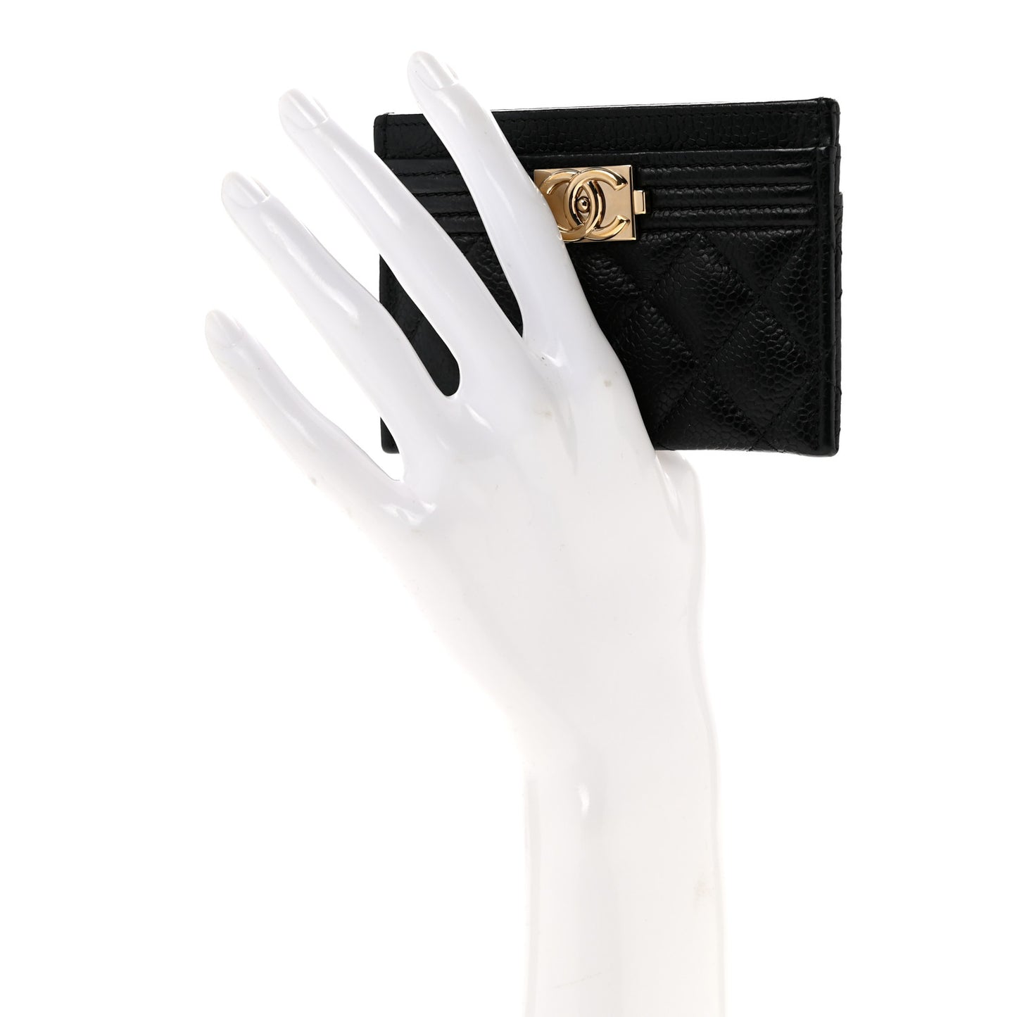 Caviar Quilted Boy Card Holder Black
