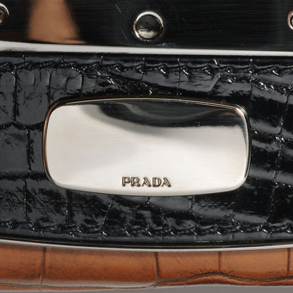 Prada Crocodile Jeweled Antik Shoulder Bag Tabacco Black 8 of 8