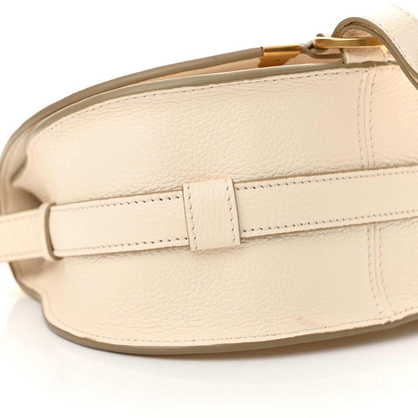 Grained Calfskin Small Marcie Round Crossbody Bag Misty Ivory