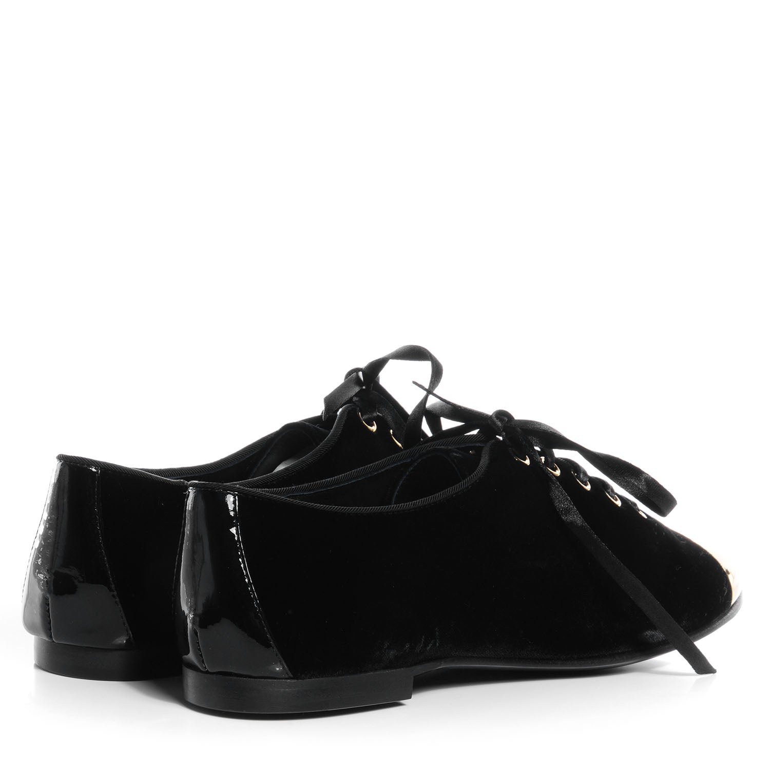 FASHIONPHILE GIUSEPPEZANOTTIVelvetCapToeOxfordFlats37BlackGold 4 of 6