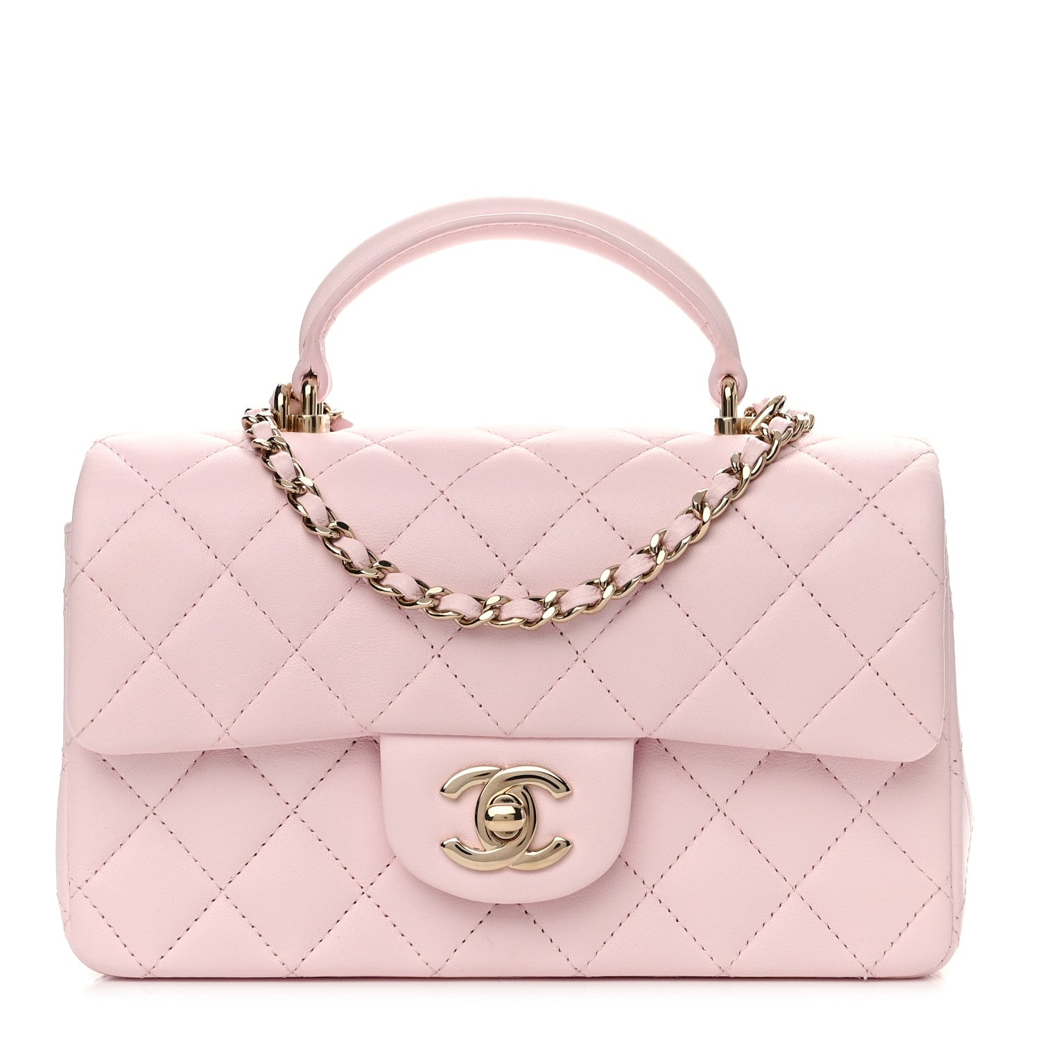 Chanel Lambskin Quilted Mini Top Handle Rectangular Flap Light Pink 1 of 11