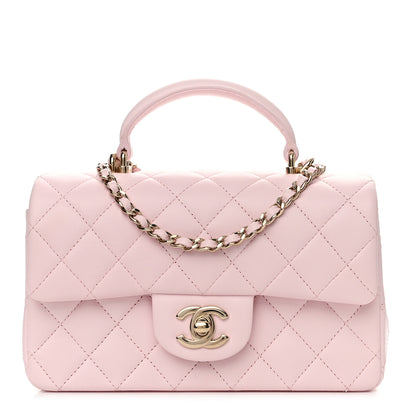 Chanel Lambskin Quilted Mini Top Handle Rectangular Flap Light Pink 1 of 11