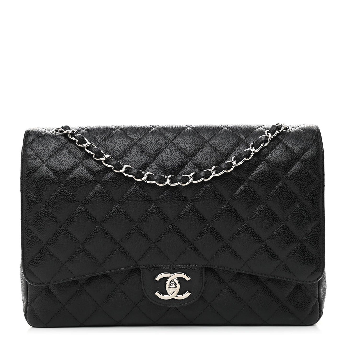 Caviar Quilted Maxi Double Flap Black