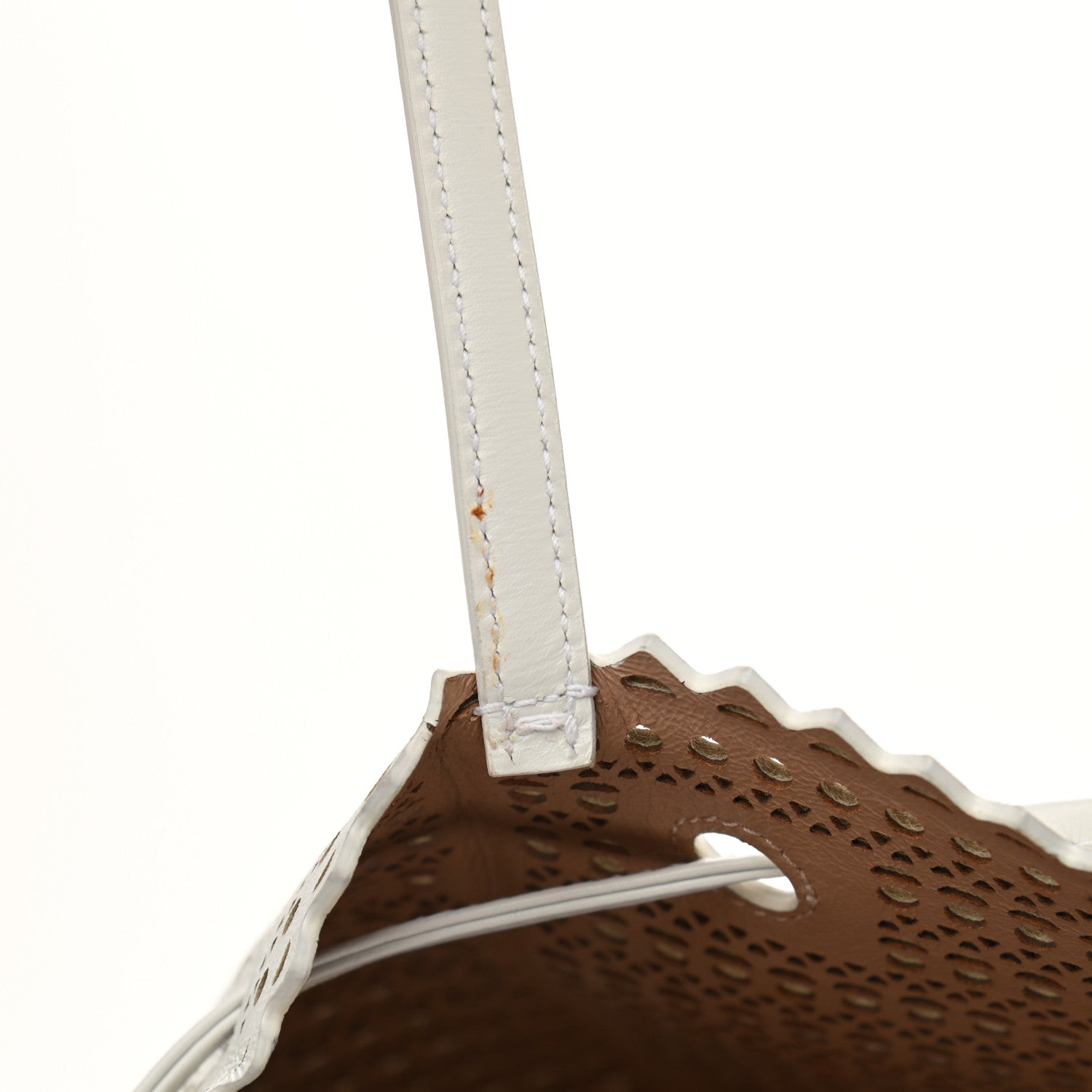 Alaia Calfskin Laser Cut Mina Vienne Tote White 11 of 12