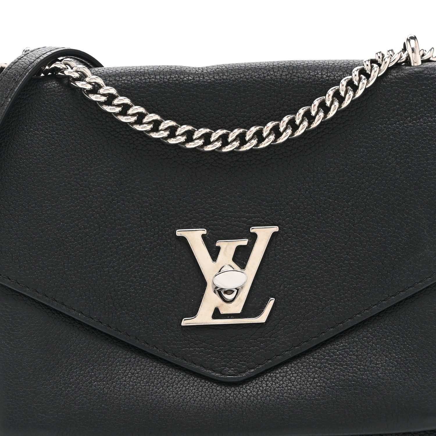 Louis Vuitton Soft Calfskin Mylockme Chain Bag BB Black 8 of 10