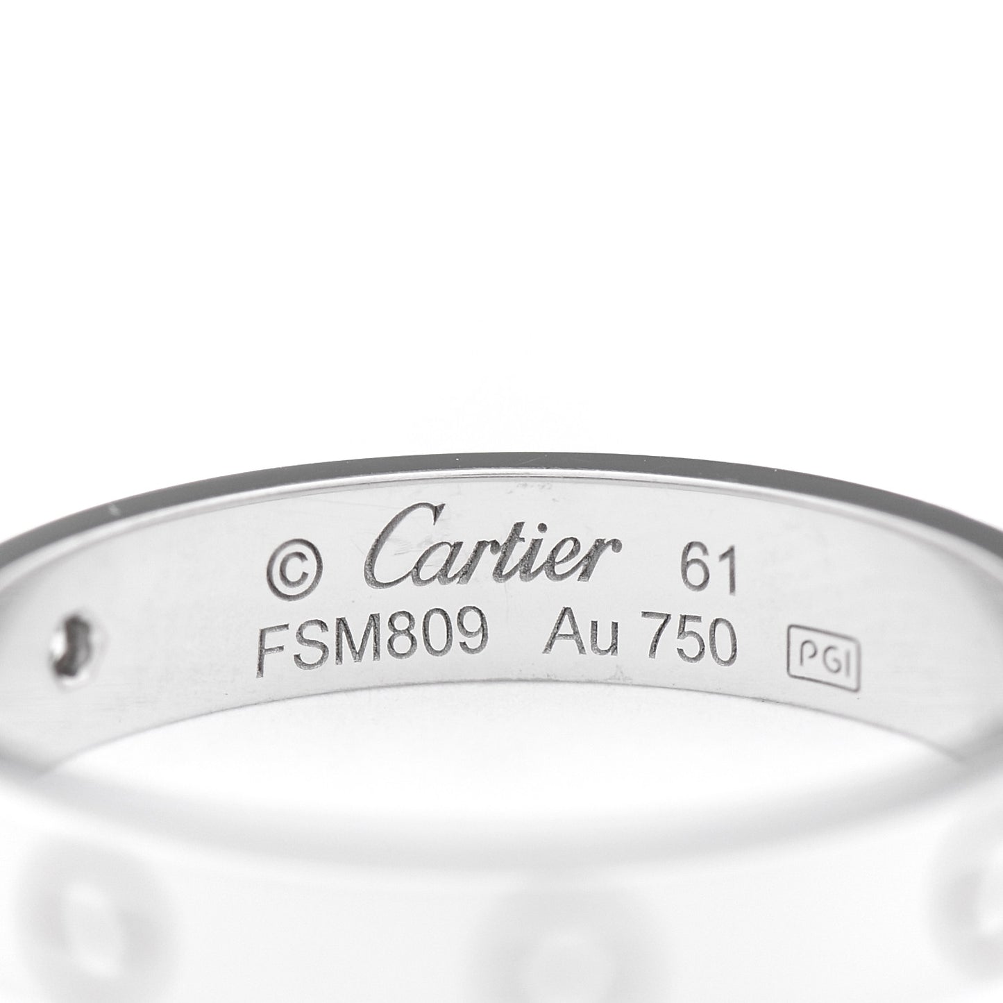 18K White Gold Diamond 4mm LOVE Wedding Band Ring 61 9.5