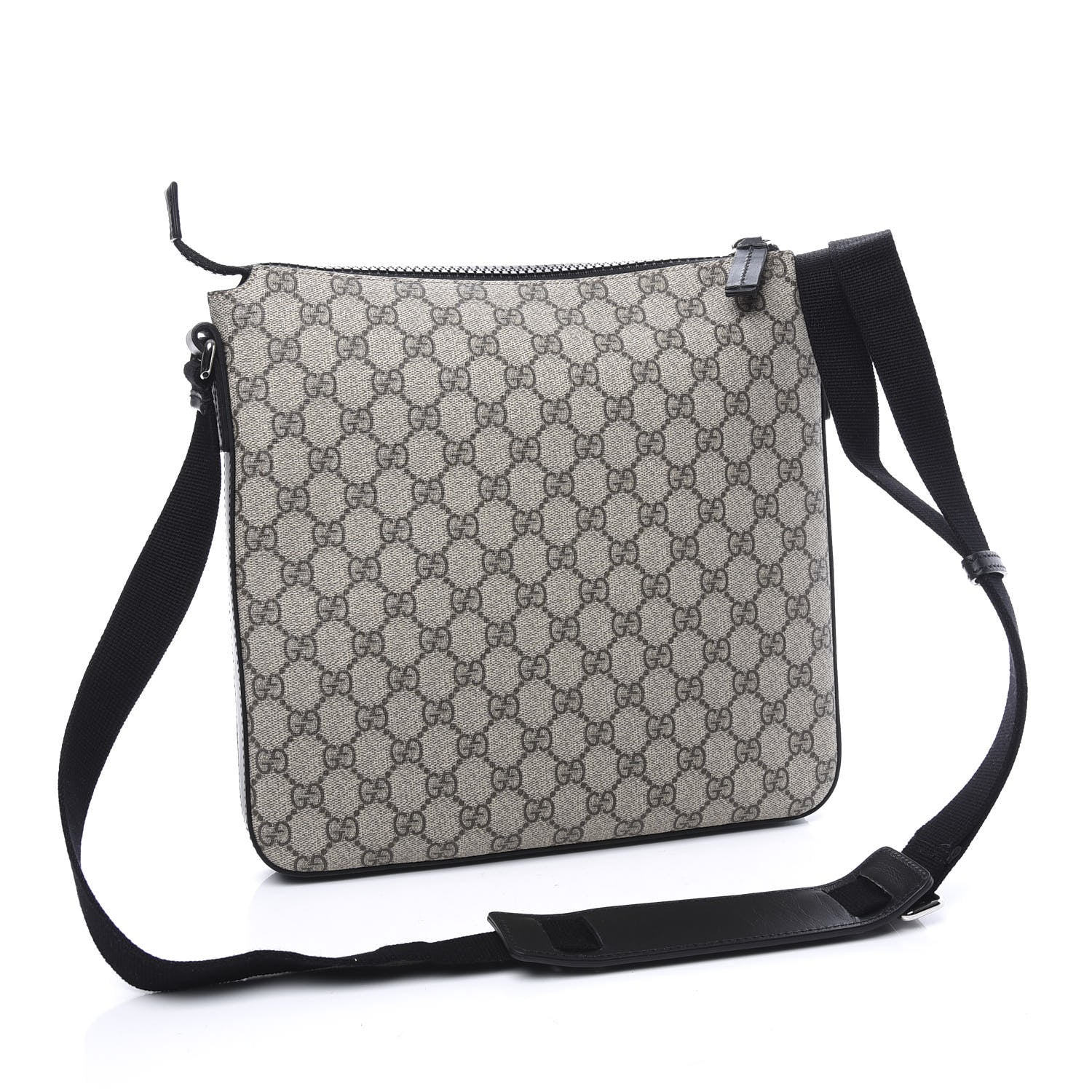 Gucci GG Supreme Monogram Flat Messenger Bag Black 3 of 11