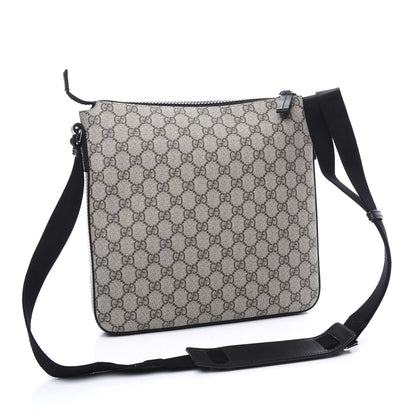 Gucci GG Supreme Monogram Flat Messenger Bag Black 3 of 11