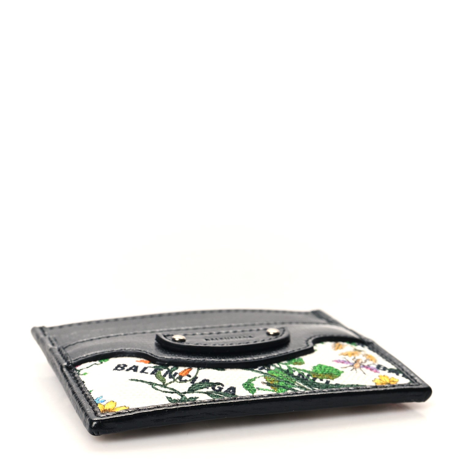Balenciaga X GUCCI Canvas Azalea Calfskin Flora Logo Print Neo Classic Card Holder White Multicolor Black 4 of 7