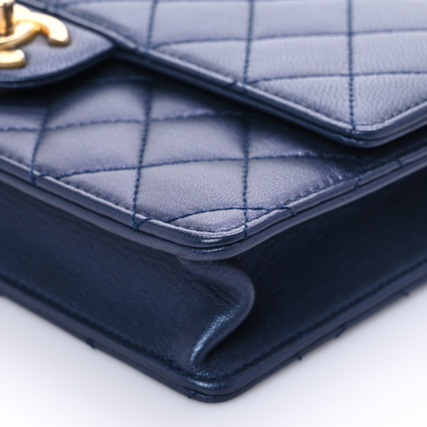 Chanel Iridescent Lambskin Quilted Small Chic Pearls Flap Blue 9 of 9