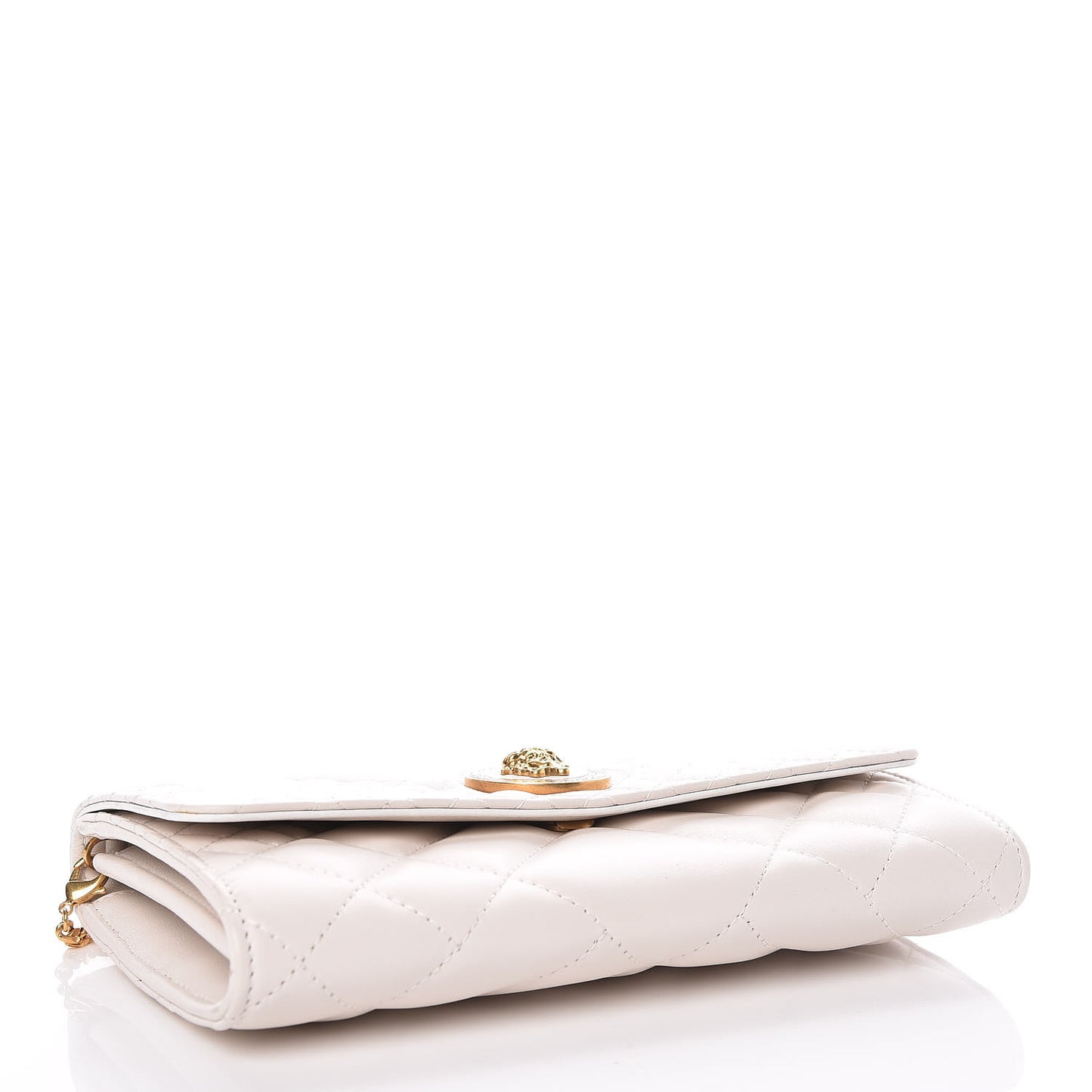 Calfskin Icon Quilted Wallet On Chain Crossbody White