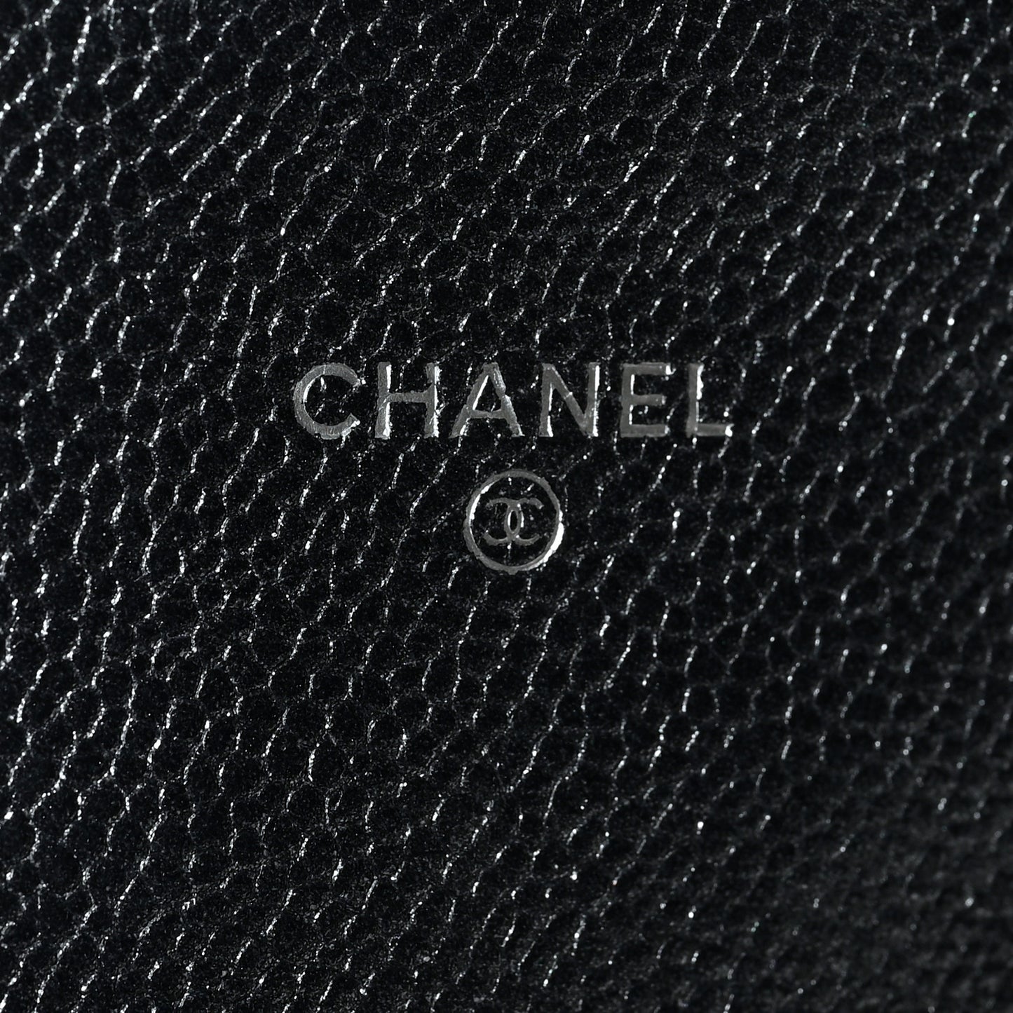 Metallic Caviar Quilted Small Flap Wallet Charcoal