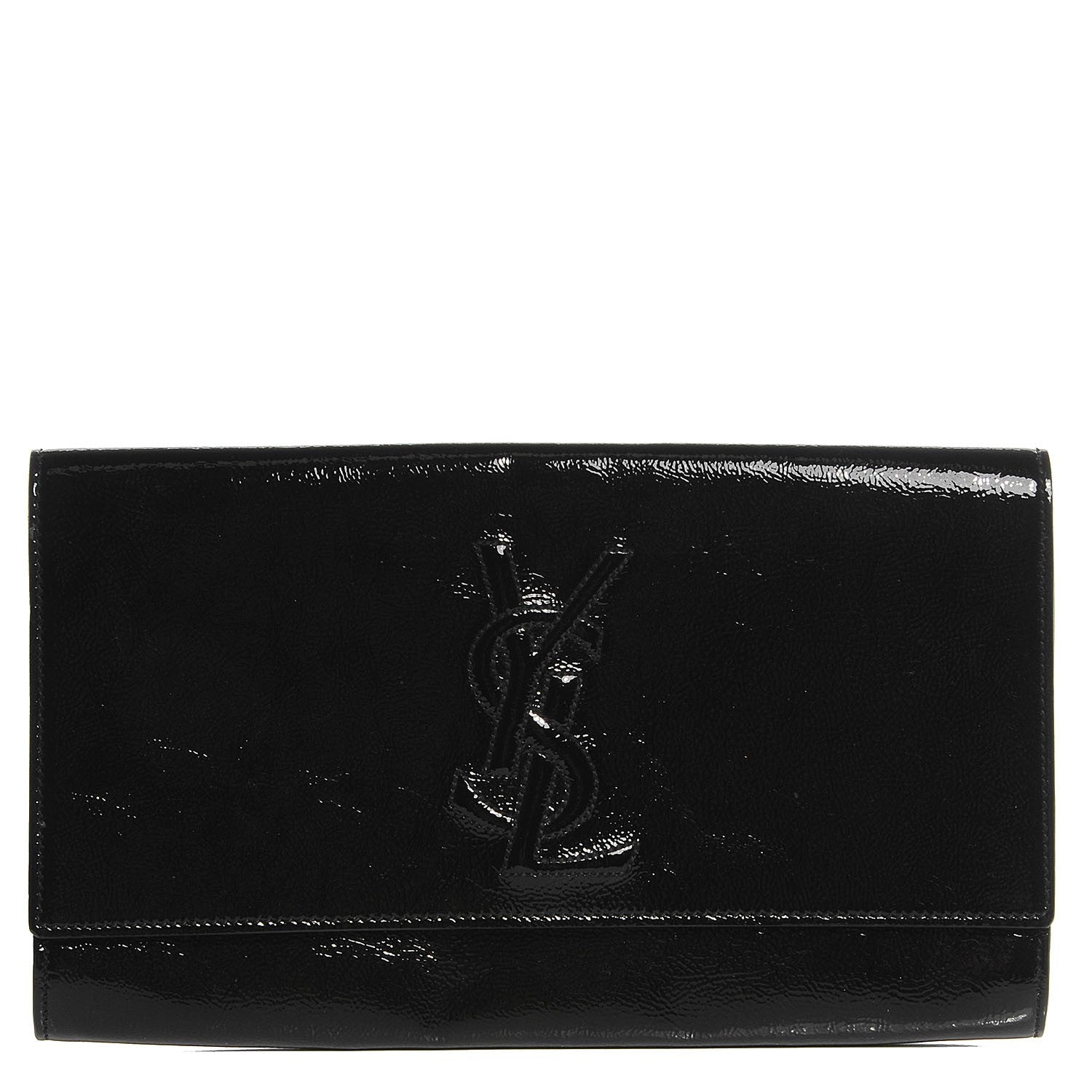 Saint Laurent Textured Patent Monogram Large Belle De Jour Clutch Black 1 of 7