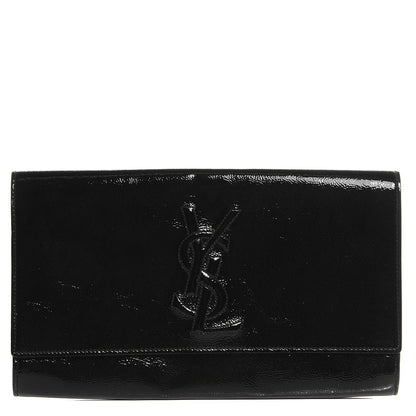 Saint Laurent Textured Patent Monogram Large Belle De Jour Clutch Black 1 of 7
