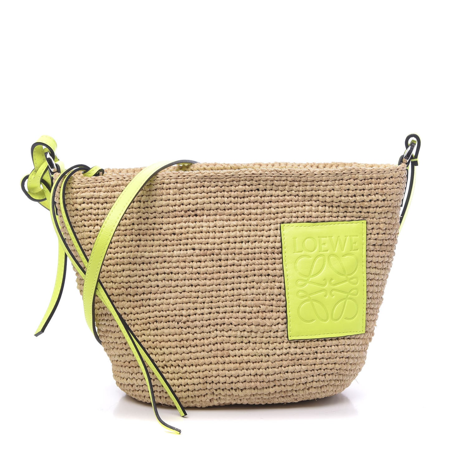 Raffia Crossbody Bag Natural Neon Yellow