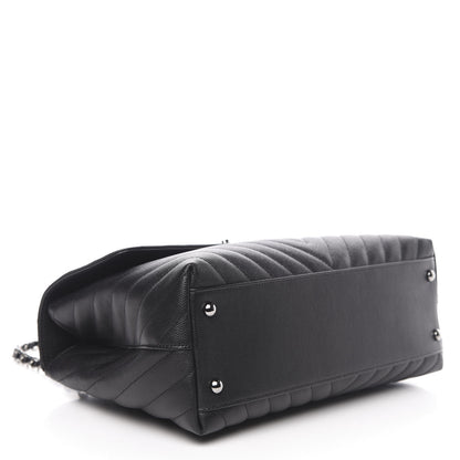 Chanel Caviar Chevron Quilted Medium Coco Handle Flap Black 6 of 13