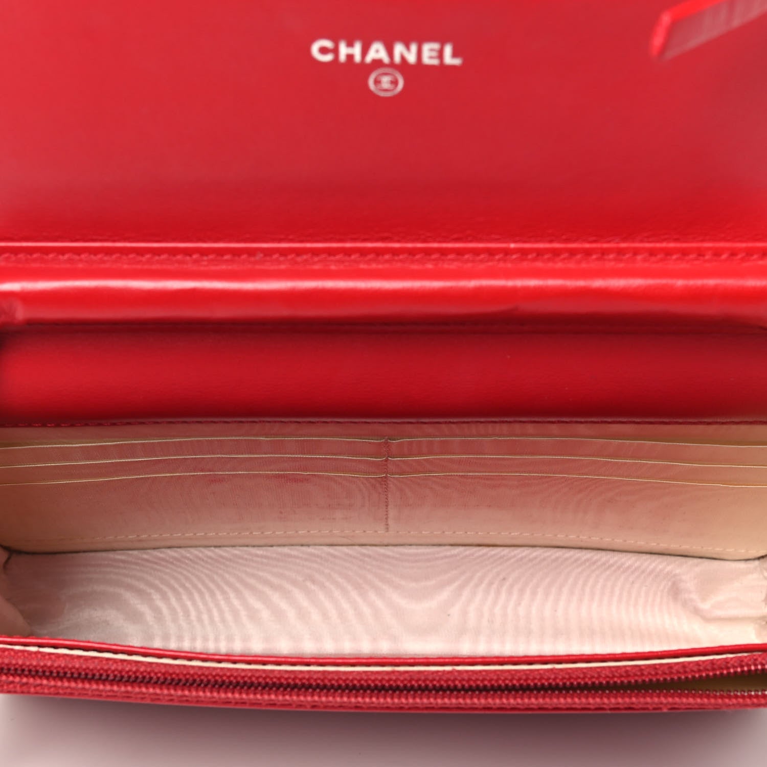 Chanel Lambskin Diamond Stitched Wallet On Chain WOC Red 3 of 3