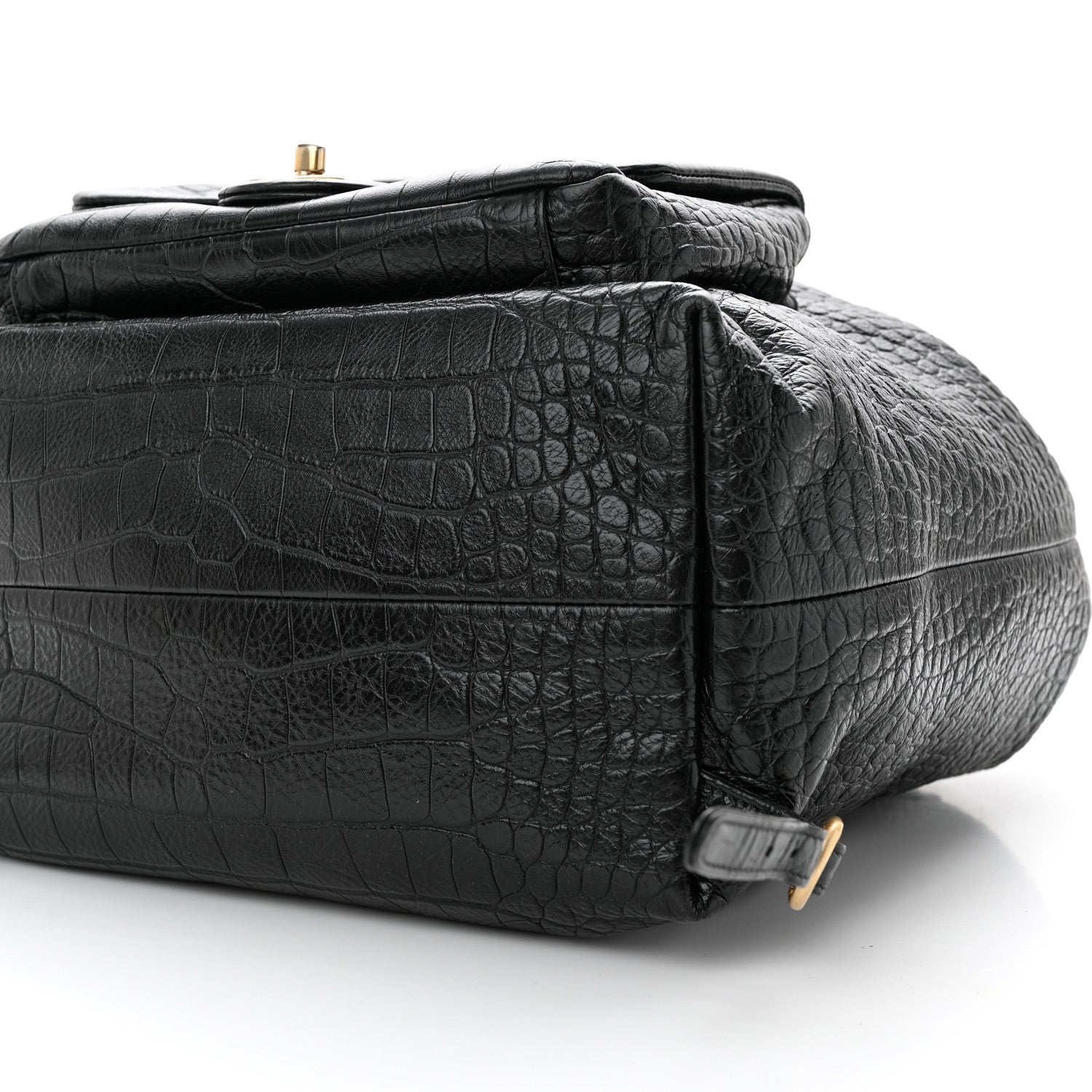 Chanel Calfskin Crocodile Embossed Large Backpack Black 10 of 10