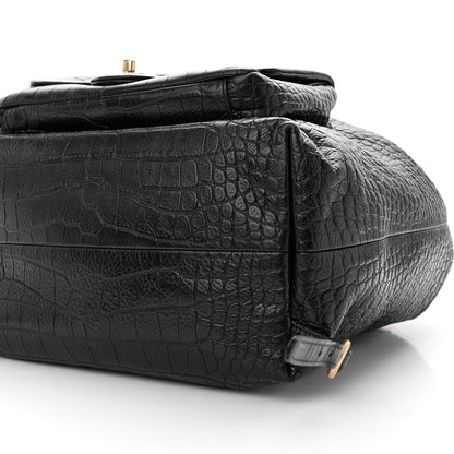 Chanel Calfskin Crocodile Embossed Large Backpack Black 10 of 10