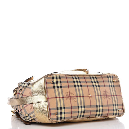Burberry Haymarket Check Drawstring Claudia Bag Gold 4 of 17