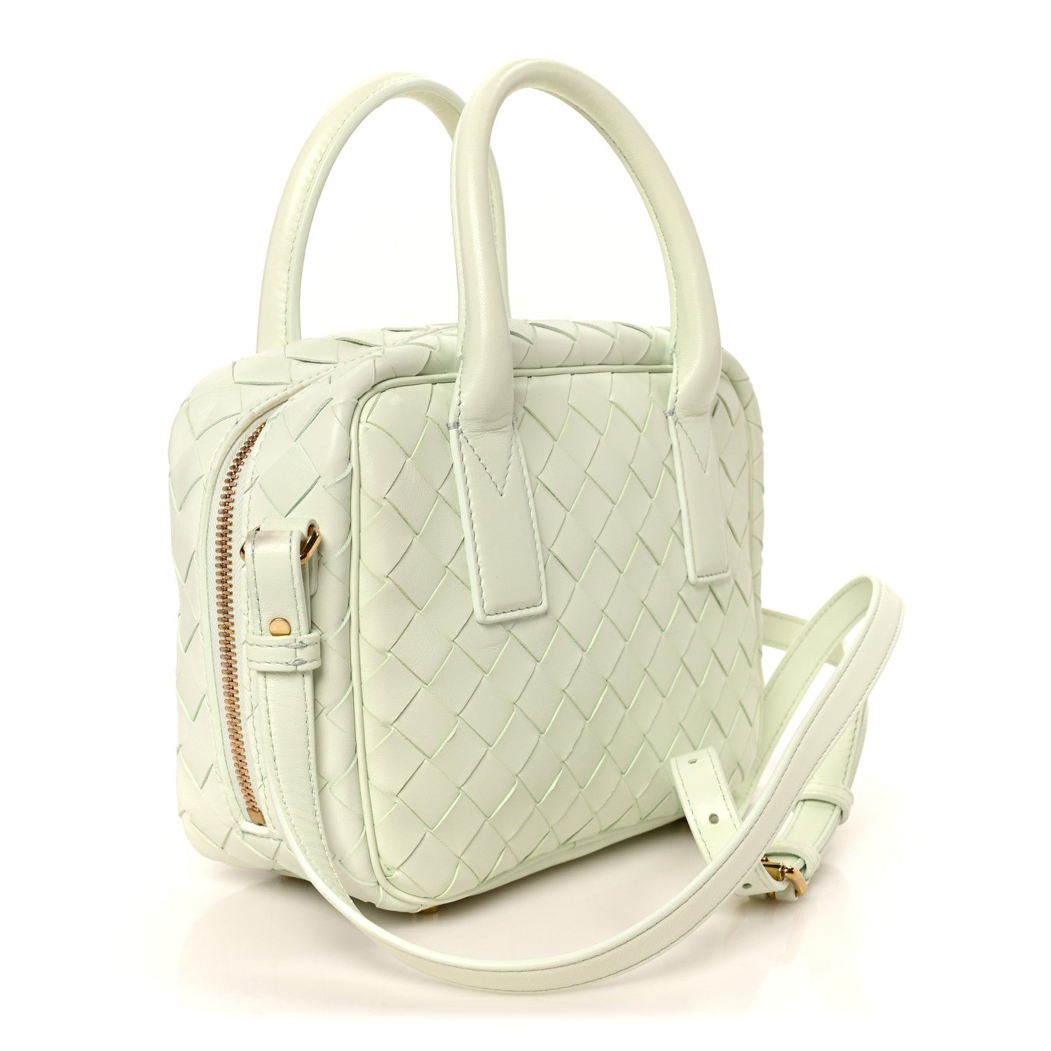 Bottega Veneta Lambskin Intrecciato Small Getaway Glacier 3 of 12