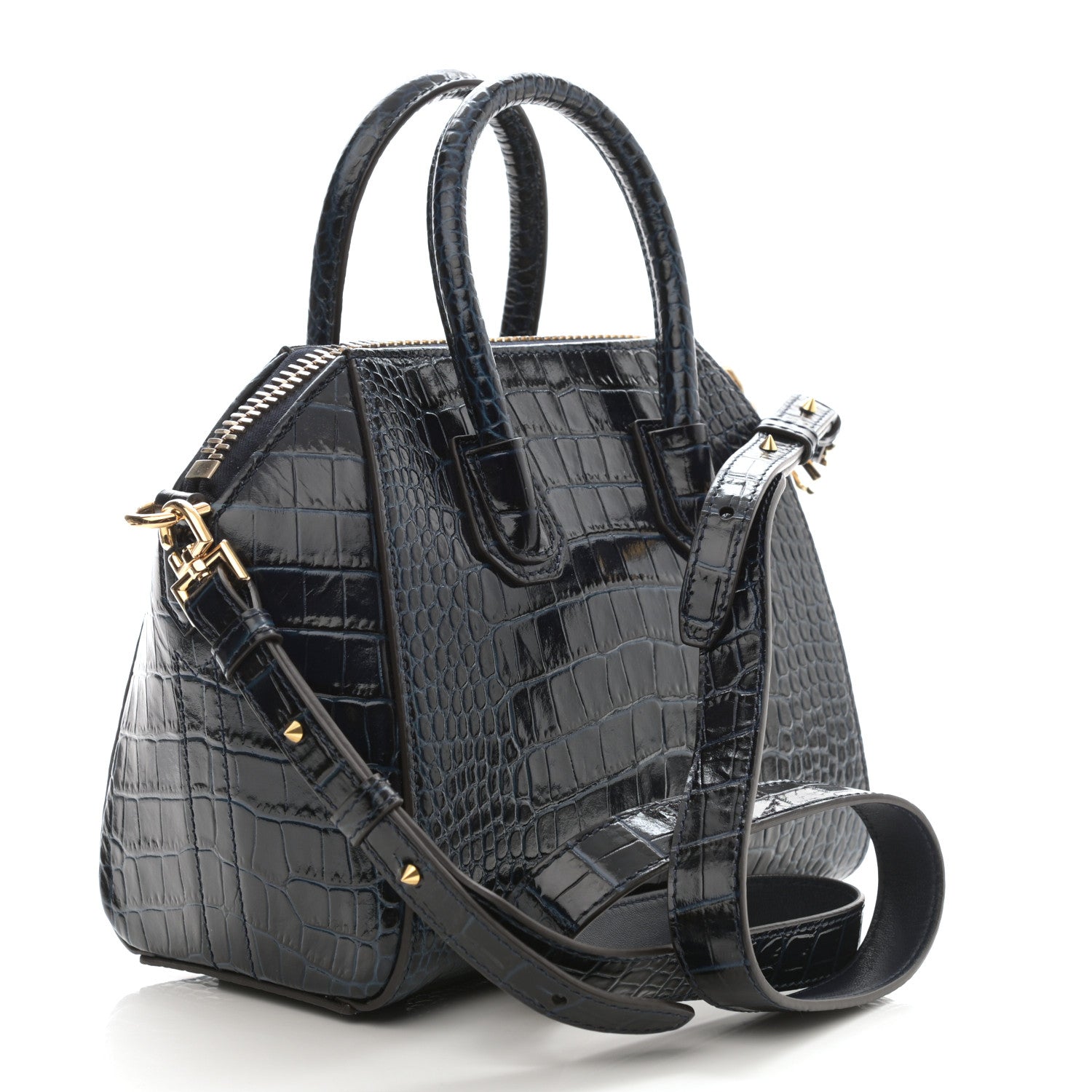 Givenchy Calfskin Crocodile Embossed Mini Antigona Deep Blue 3 of 9