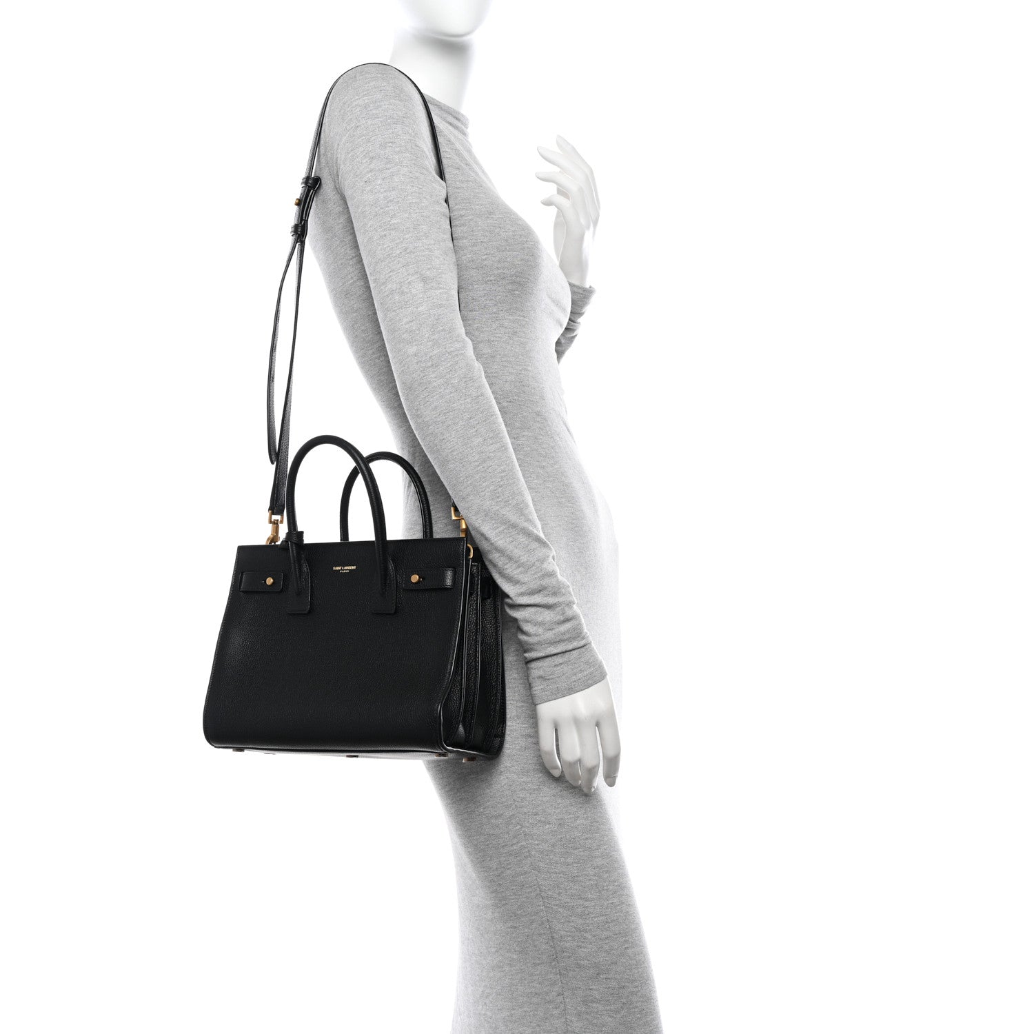 Saint Laurent Grained Calfskin Baby Sac De Jour Souple Black 2 of 10